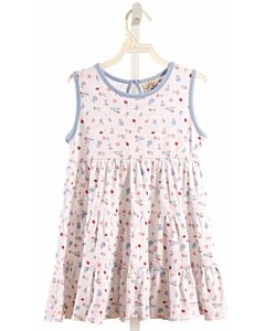 LUIGI  BLUE  FLORAL PRINTED DESIGN KNIT DRESS