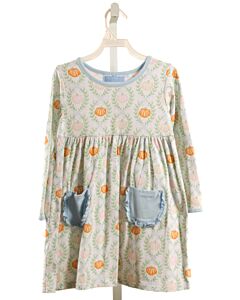 TROTTERS BLUE PRINTED DESIGN KNIT DRESS