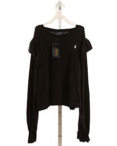 POLO BY RALPH LAUREN  BLACK    KNIT LS SHIRT WITH RUFFLE