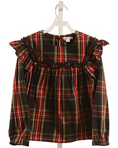 CREWCUTS  BLACK  PLAID  SHIRT-LS WITH RUFFLE