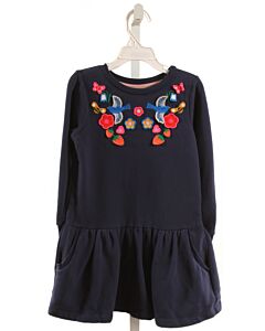 MINI BODEN  NAVY  FLORAL APPLIQUED KNIT DRESS