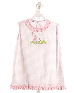 MAGNOLIA BABY  LT PINK   APPLIQUED SLEEVELESS SHIRT WITH RUFFLE