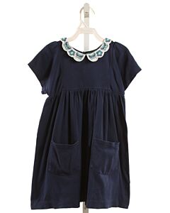 MINI BODEN  NAVY   EMBROIDERED KNIT DRESS