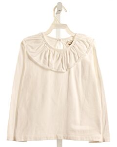 THE OAKS APPAREL   WHITE    KNIT LS SHIRT WITH RUFFLE