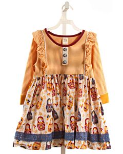 WILD FLOWERS  YELLOW  PRINT  SHIRT-LS WITH RUFFLE