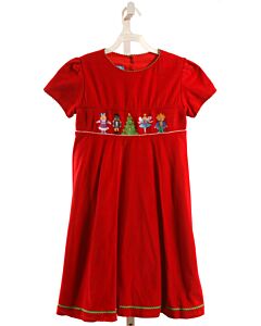 ANAVINI  RED   SMOCKED DRESS WITH RIC RAC