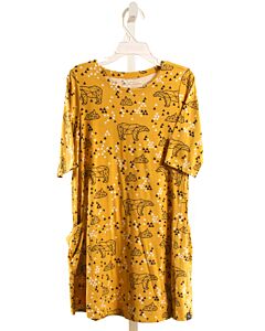 SWEET BAMBOO  MUSTARD   PRINTED DESIGN KNIT DRESS