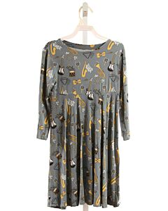 SWEET BAMBOO  GRAY   PRINTED DESIGN KNIT DRESS