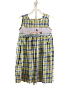WISH UPON A STAR  YELLOW SEERSUCKER PLAID SMOCKED DRESS