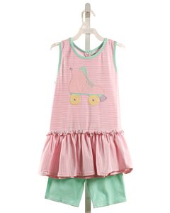 JELLYBEANS  LT PINK  STRIPED APPLIQUED 2-PIECE OUTFIT
