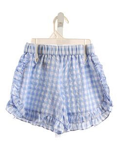 PLEATS & STITCHES BLUE GINGHAM SHORTS WITH RUFFLE