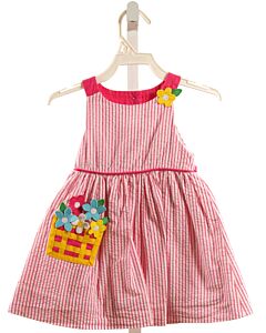 FLORENCE EISEMAN  PINK SEERSUCKER FLORAL APPLIQUED DRESS