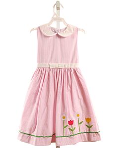 SIMI BABY  PINK SEERSUCKER FLORAL APPLIQUED DRESS