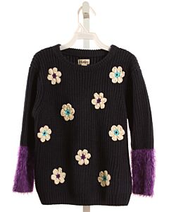 HATLEY  NAVY  FLORAL APPLIQUED SWEATER