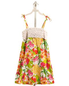 LILLY PULITZER  LIME GREEN  FLORAL  DRESS WITH RUFFLE