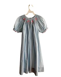 EDGEHILL COLLECTION  LT BLUE  STRIPED SMOCKED DRESS WITH PICOT STITCHING