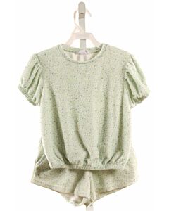 MINNOW GREEN TERRY CLOTH FLORAL 2-PIECE OUTFIT