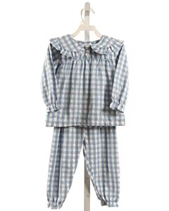 MUD KINGDOM  LT BLUE  GINGHAM  2-PIECE OUTFIT WITH RUFFLE