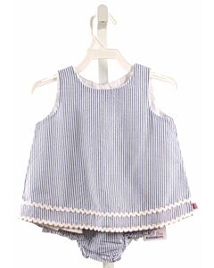 RUFFLE BUTTS  BLUE  STRIPED  2-PIECE OUTFIT WITH RIC RAC