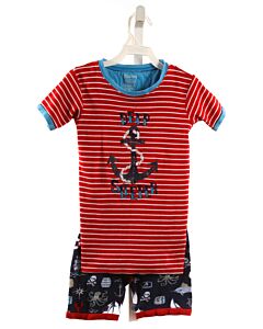 HATLEY  RED KNIT STRIPED PRINTED DESIGN LOUNGEWEAR