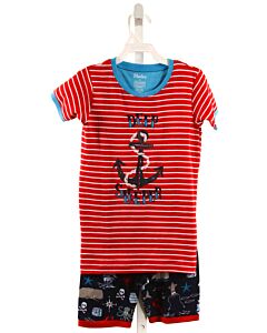 HATLEY  RED KNIT STRIPED PRINTED DESIGN LOUNGEWEAR