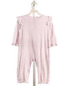 KISSY KISSY  PINK   PRINTED DESIGN KNIT ROMPER WITH PICOT STITCHING