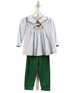 ZUCCINI  BLUE KNIT STRIPED SMOCKED 2-PIECE OUTFIT