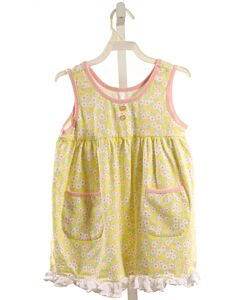 SERENDIPITY  YELLOW  FLORAL  SLEEVELESS SHIRT WITH EYELET TRIM