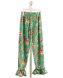 SERENDIPITY  GREEN  FLORAL  LEGGINGS WITH PICOT STITCHING