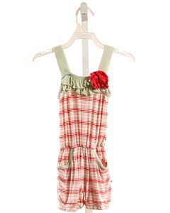 KICKEE PANTS  PINK KNIT STRIPED  ROMPER WITH RUFFLE