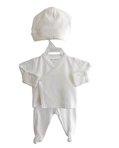 KISSY KISSY  WHITE    2-PIECE OUTFIT WITH PICOT STITCHING