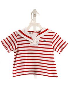 RALPH LAUREN  RED  STRIPED  KNIT SS SHIRT