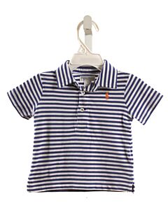 RALPH LAUREN BLUE STRIPED KNIT SS SHIRT