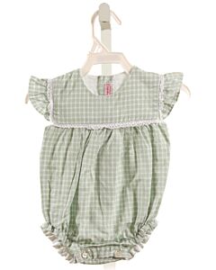 LA COQUETA MINT GINGHAM BUBBLE WITH LACE TRIM