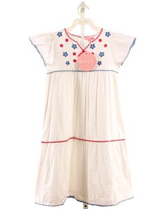 BISBY BY LITTLE ENGLISH  WHITE  FLORAL EMBROIDERED DRESS