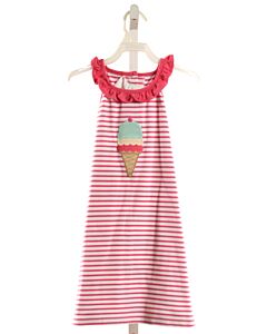 ZUCCINI  PINK  STRIPED APPLIQUED KNIT DRESS