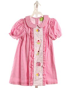 CLASSIC WHIMSY  PINK  GINGHAM EMBROIDERED DRESS