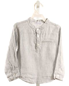 PETITE MOSS  LT BLUE LINEN STRIPED  DRESS SHIRT