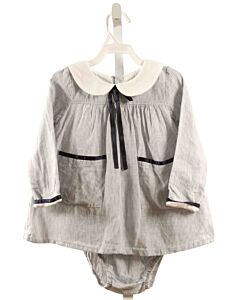 PETITE MOSS  LT BLUE LINEN STRIPED  2-PIECE OUTFIT
