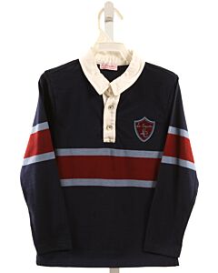 LA COQUETA  NAVY  STRIPED APPLIQUED KNIT LS SHIRT