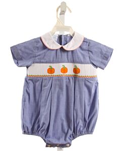 PETIT BEBE  BLUE  MICROCHECK SMOCKED BUBBLE