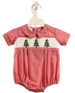 SOUTHERN SUNSHINE KIDS  RED  MICROCHECK SMOCKED BUBBLE