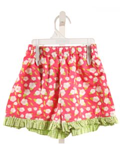 RED BEANS  HOT PINK  FLORAL  SHORTS WITH RUFFLE