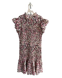 FRENCH CONNECTION  PINK  FLORAL SMOCKED DRESS WITH RUFFLE