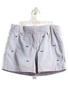 VINEYARD VINES  BLUE SEERSUCKER STRIPED EMBROIDERED SHORTS