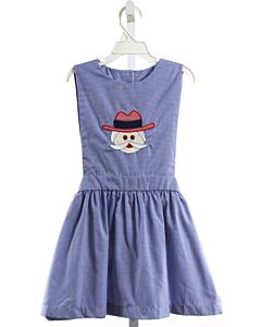 MAGNOLIA STEEL  BLUE  GINGHAM APPLIQUED DRESS