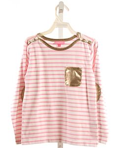 BISBY BY LITTLE ENGLISH  PINK  STRIPED  KNIT LS SHIRT