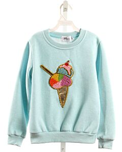 LOLA + THE BOYS  AQUA   APPLIQUED SWEATER