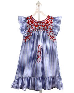 SIX HONEYBEES  BLUE  GINGHAM EMBROIDERED DRESS
