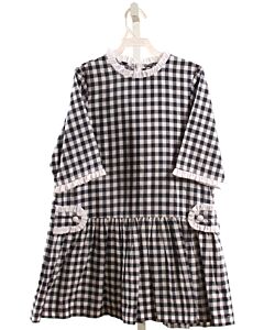 ANVY KIDS  NAVY  GINGHAM  DRESS WITH RUFFLE